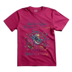 She Has The Soul Of A Gypsy The Heart Of A Hippie Spirit Of A Fairy T Shirt Boho Dragonfly Graphic Tee Hippie Dreamcatcher Shirt Gift For Dragonfly Lovers