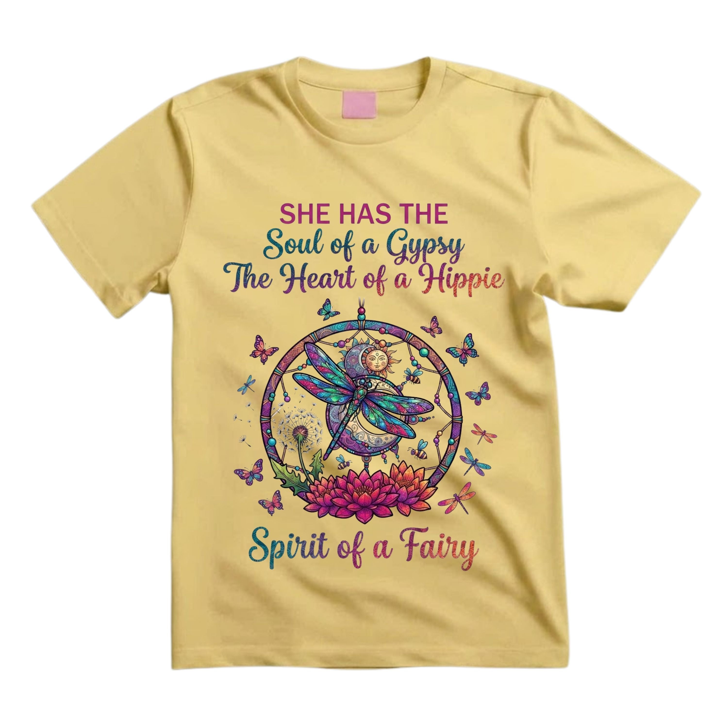 She Has The Soul Of A Gypsy The Heart Of A Hippie Spirit Of A Fairy T Shirt Boho Dragonfly Graphic Tee Hippie Dreamcatcher Shirt Gift For Dragonfly Lovers