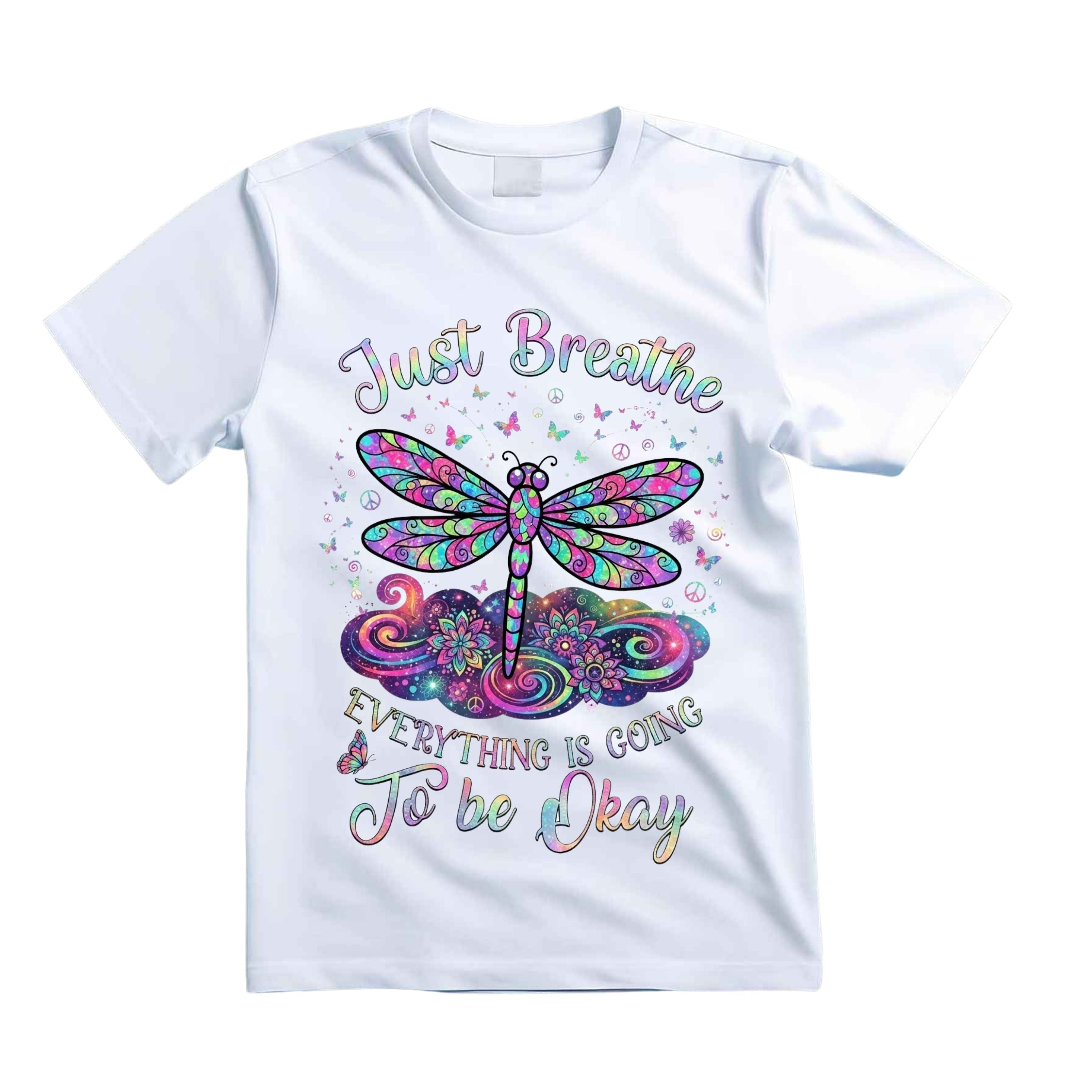 Just Breathe Everything Is Going To Be Okay T Shirt Hippie Dragonfly Graphic Tee Boho Dragonfly Shirt Mandala Dragonfly Shirt Gift For Dragonfly Lovers