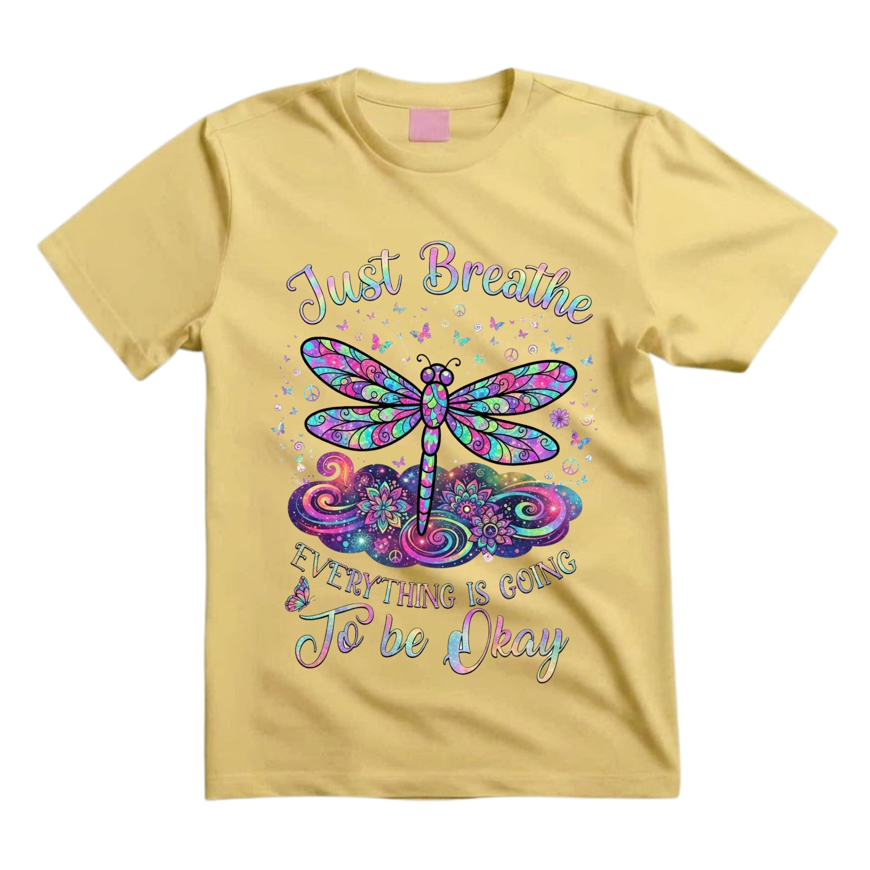 Just Breathe Everything Is Going To Be Okay T Shirt Hippie Dragonfly Graphic Tee Boho Dragonfly Shirt Mandala Dragonfly Shirt Gift For Dragonfly Lovers