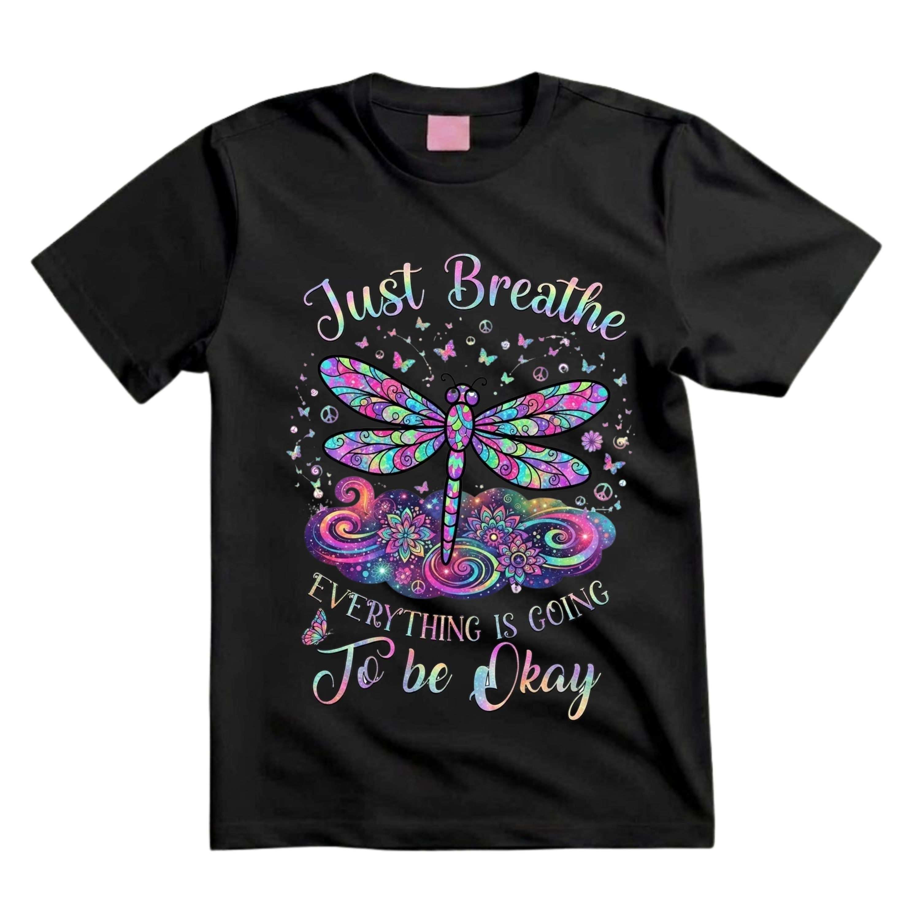 Just Breathe Everything Is Going To Be Okay T Shirt Hippie Dragonfly Graphic Tee Boho Dragonfly Shirt Mandala Dragonfly Shirt Gift For Dragonfly Lovers