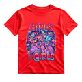 Girls Will Be Girls T Shirt Hippie Flamingo Graphic Tee Psychedelic Witchy Flamingo Shirt Retro Halloween Flamingo Shirt Gift For Flamingo Lovers