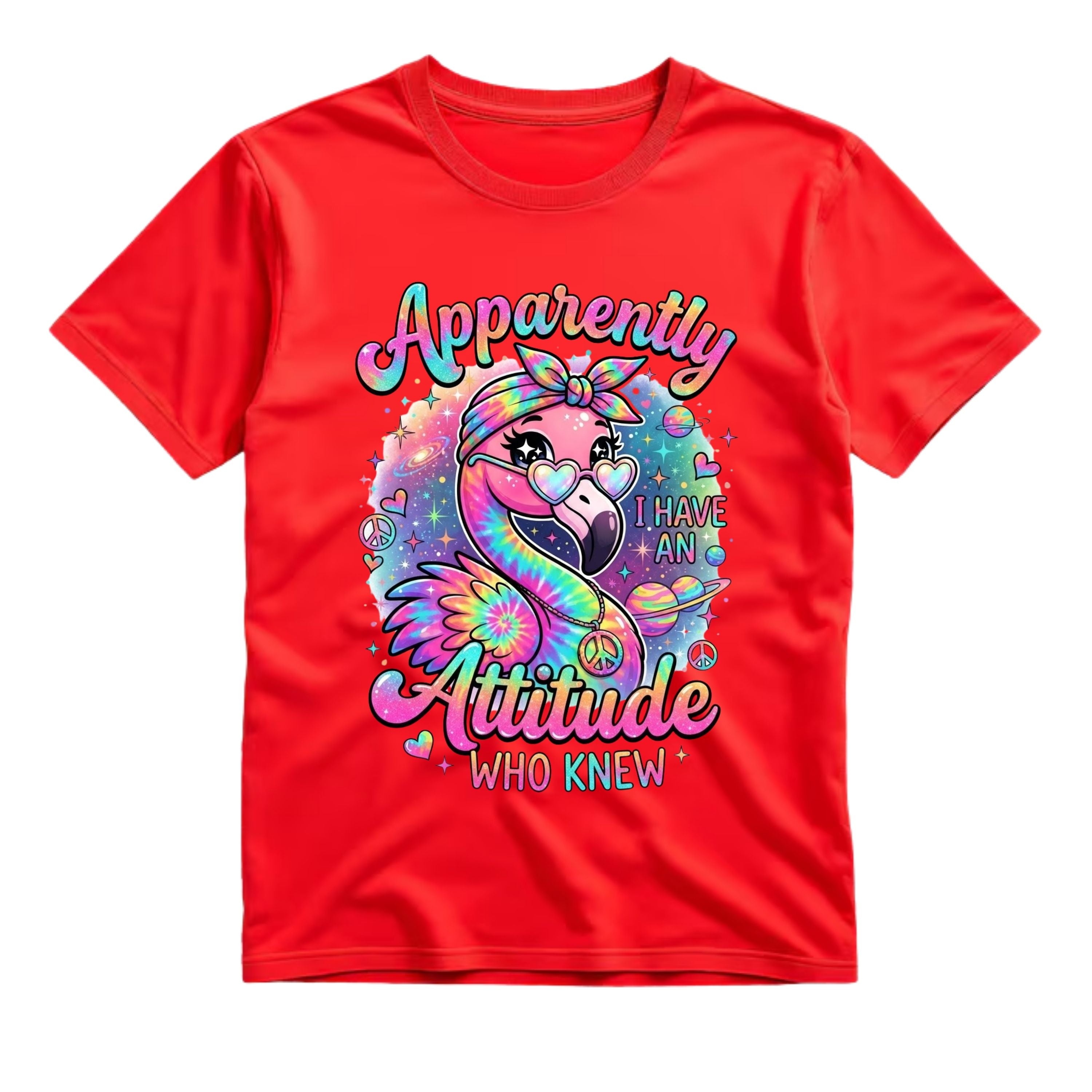 Apparently I Have An Attitude Who Knew T Shirt Funny Hippie Flamingo Graphic Tee Retro Tie Dye Flamingo Shirt Sarcastic Flamingo Shirt Gift For Flamingo Lovers