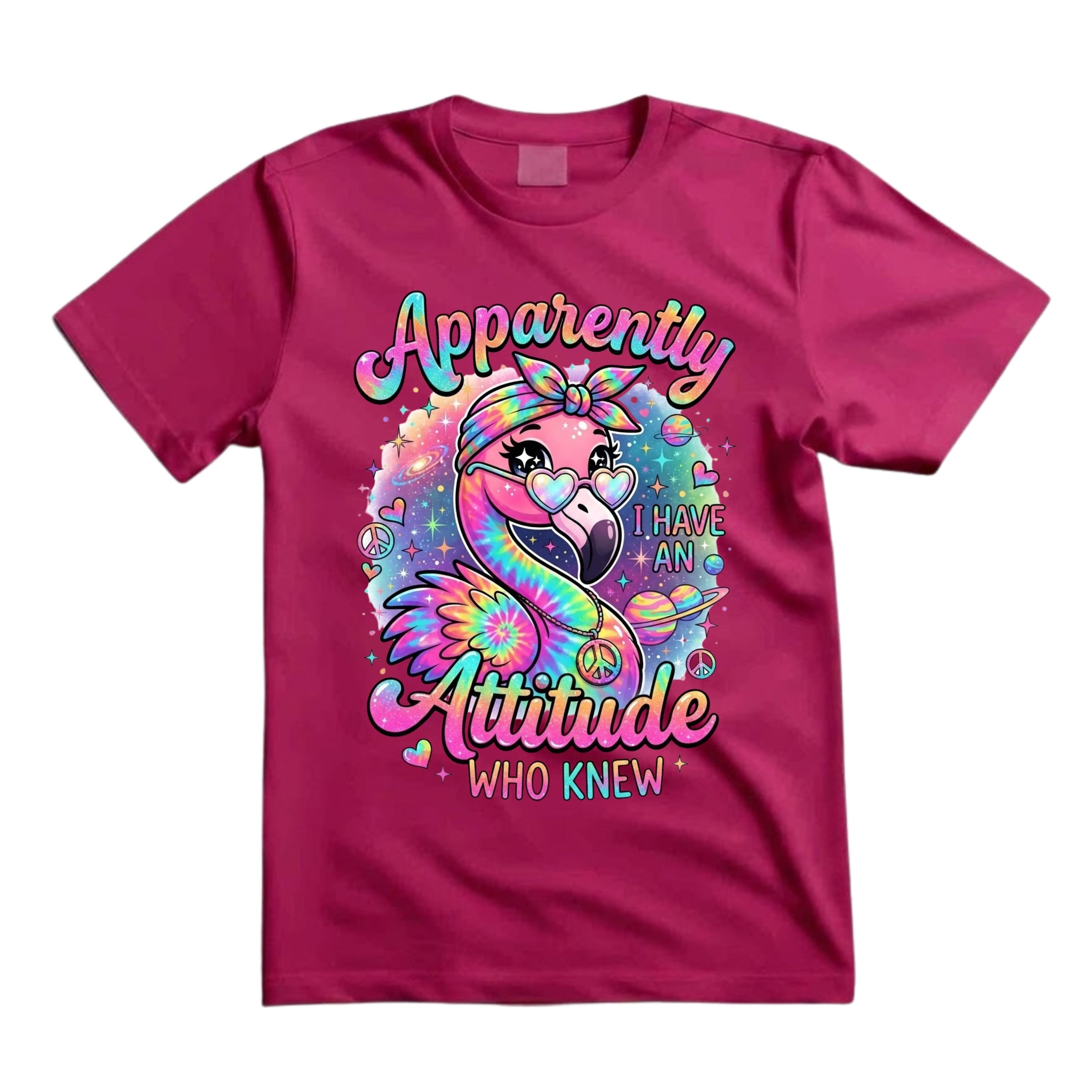 Apparently I Have An Attitude Who Knew T Shirt Funny Hippie Flamingo Graphic Tee Retro Tie Dye Flamingo Shirt Sarcastic Flamingo Shirt Gift For Flamingo Lovers