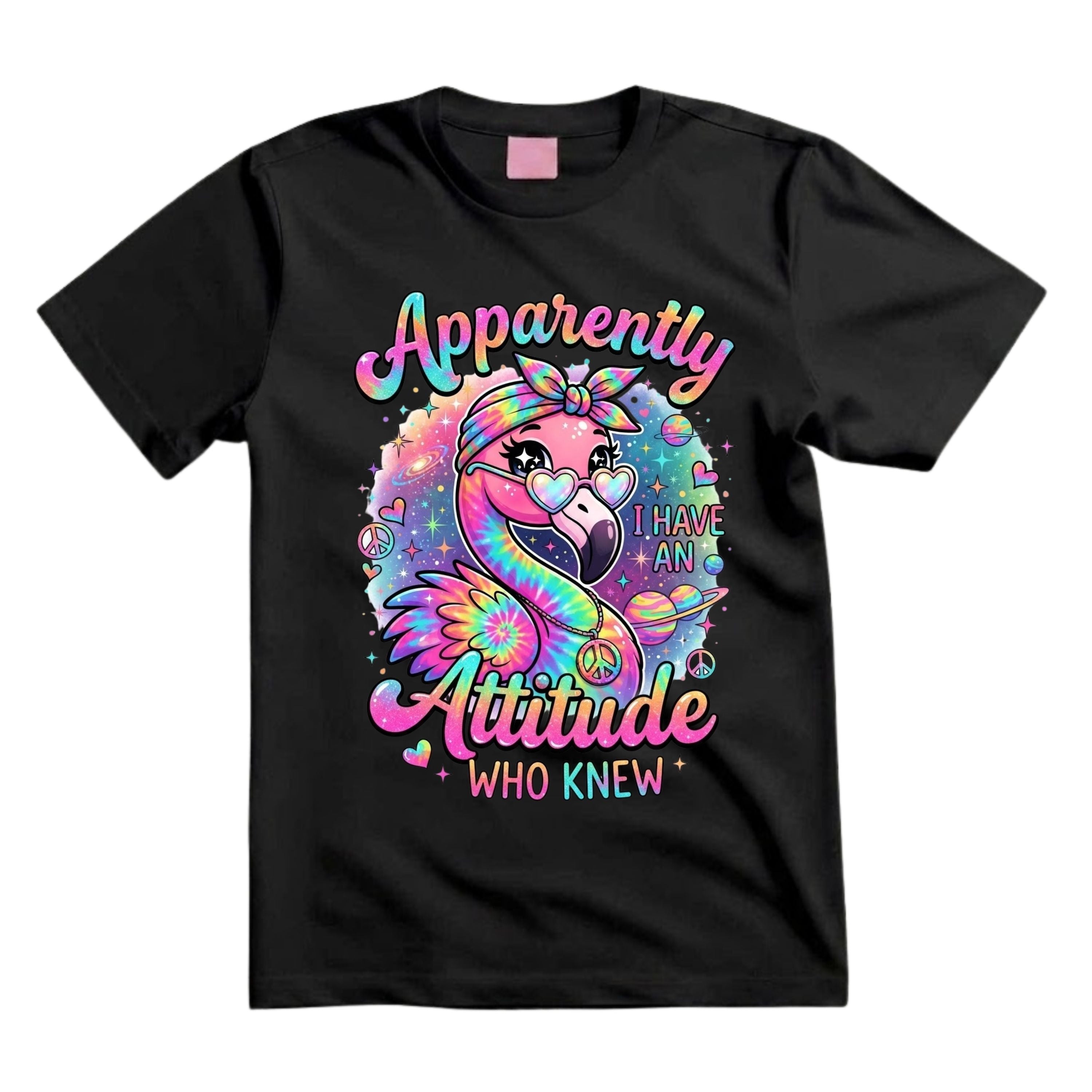 Apparently I Have An Attitude Who Knew T Shirt Funny Hippie Flamingo Graphic Tee Retro Tie Dye Flamingo Shirt Sarcastic Flamingo Shirt Gift For Flamingo Lovers