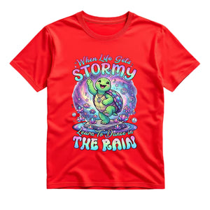 When Life Gets Stormy Learn To Dance In The Rain T Shirt Hippie Turtle Graphic Tee Retro Groovy Turtle Shirt Inspirational Dancing Turtle Shirt Gift For Turtle Lovers