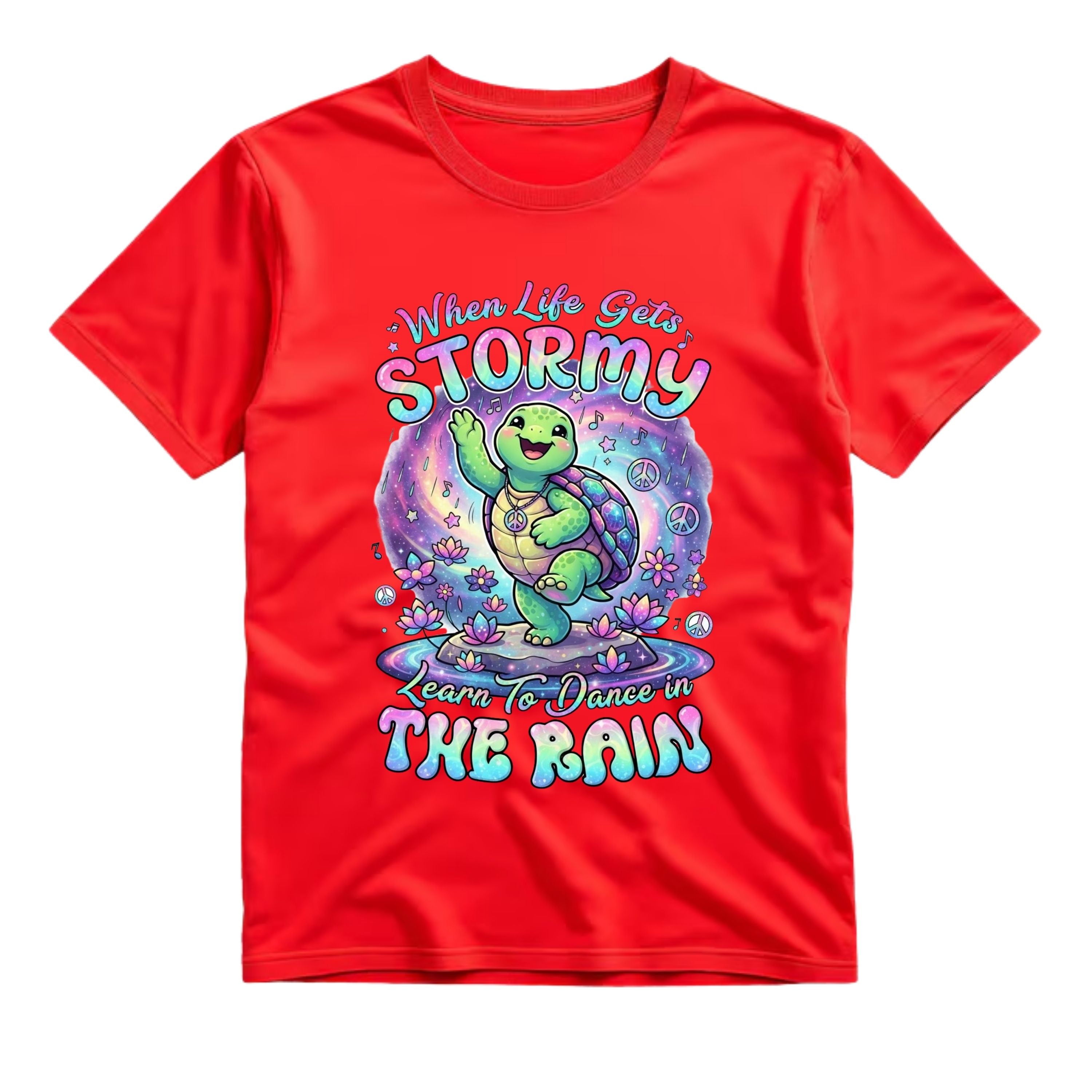 When Life Gets Stormy Learn To Dance In The Rain T Shirt Hippie Turtle Graphic Tee Retro Groovy Turtle Shirt Inspirational Dancing Turtle Shirt Gift For Turtle Lovers