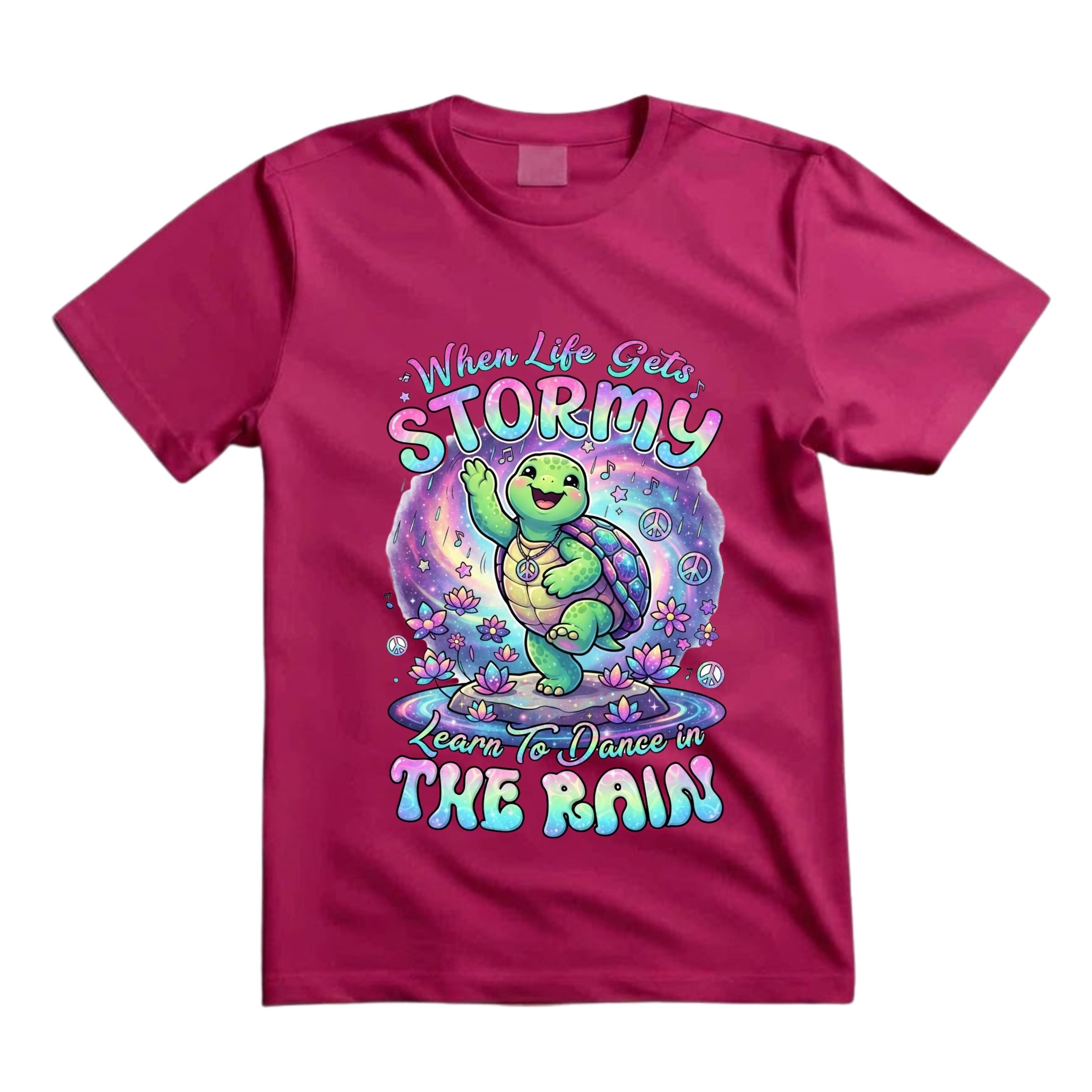 When Life Gets Stormy Learn To Dance In The Rain T Shirt Hippie Turtle Graphic Tee Retro Groovy Turtle Shirt Inspirational Dancing Turtle Shirt Gift For Turtle Lovers