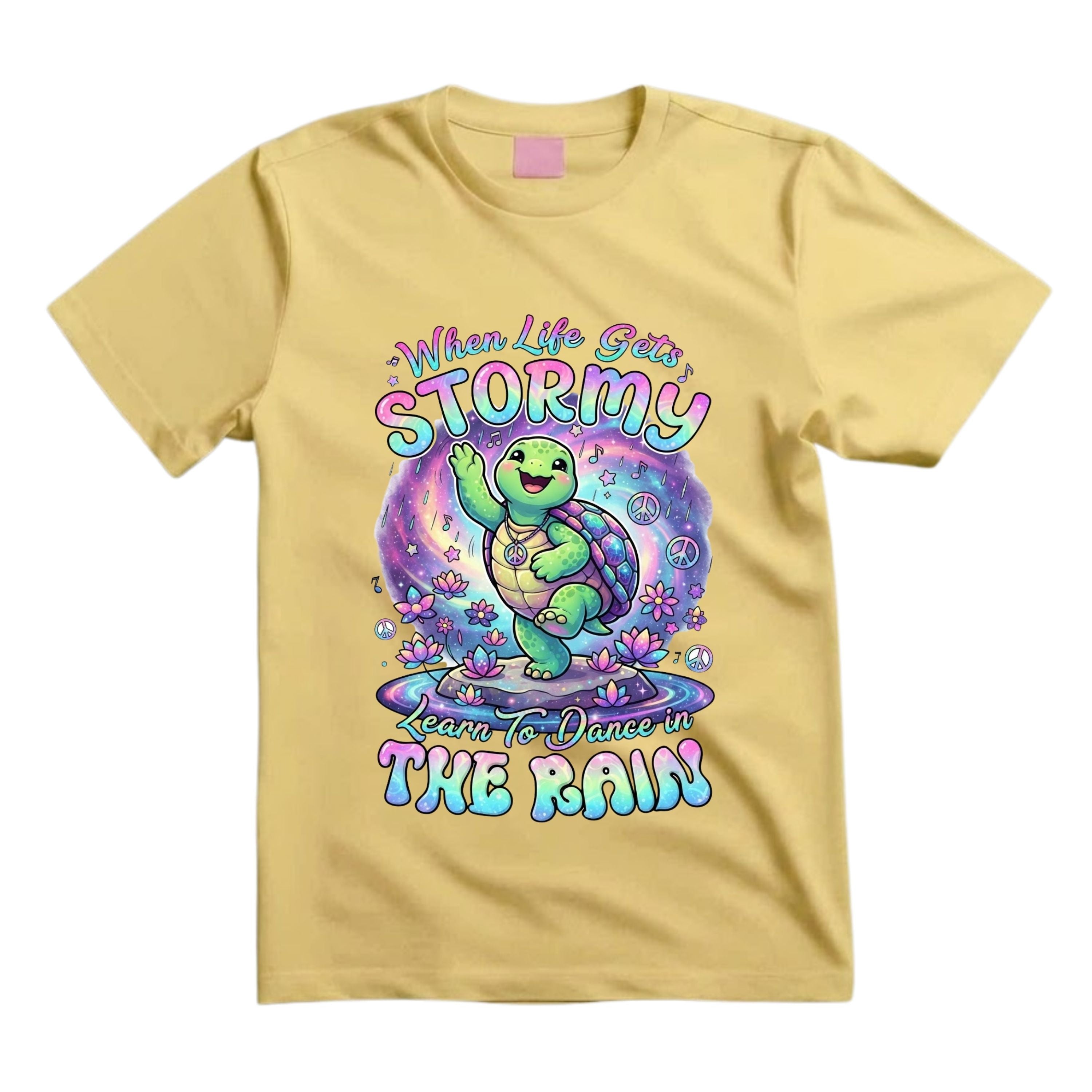 When Life Gets Stormy Learn To Dance In The Rain T Shirt Hippie Turtle Graphic Tee Retro Groovy Turtle Shirt Inspirational Dancing Turtle Shirt Gift For Turtle Lovers
