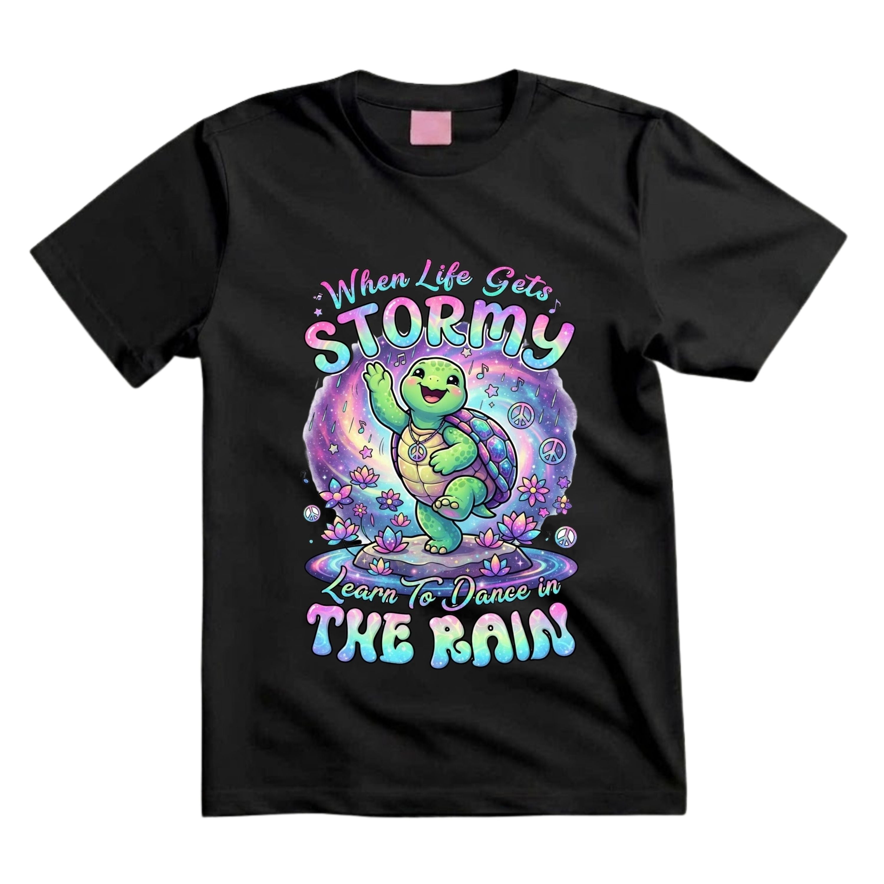 When Life Gets Stormy Learn To Dance In The Rain T Shirt Hippie Turtle Graphic Tee Retro Groovy Turtle Shirt Inspirational Dancing Turtle Shirt Gift For Turtle Lovers