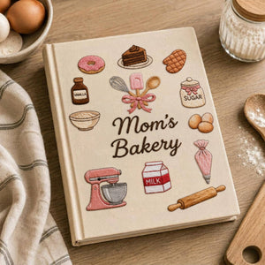 Personalized embroidered bakery recipe book handmade linen cookbook kitchen journal gift 2