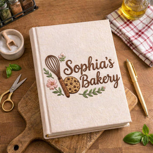 Personalized embroidered cookie recipe journal handmade linen baking keepsake 4