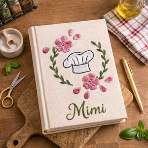 Personalized embroidered chef recipe keeper handmade linen cooking journal 5
