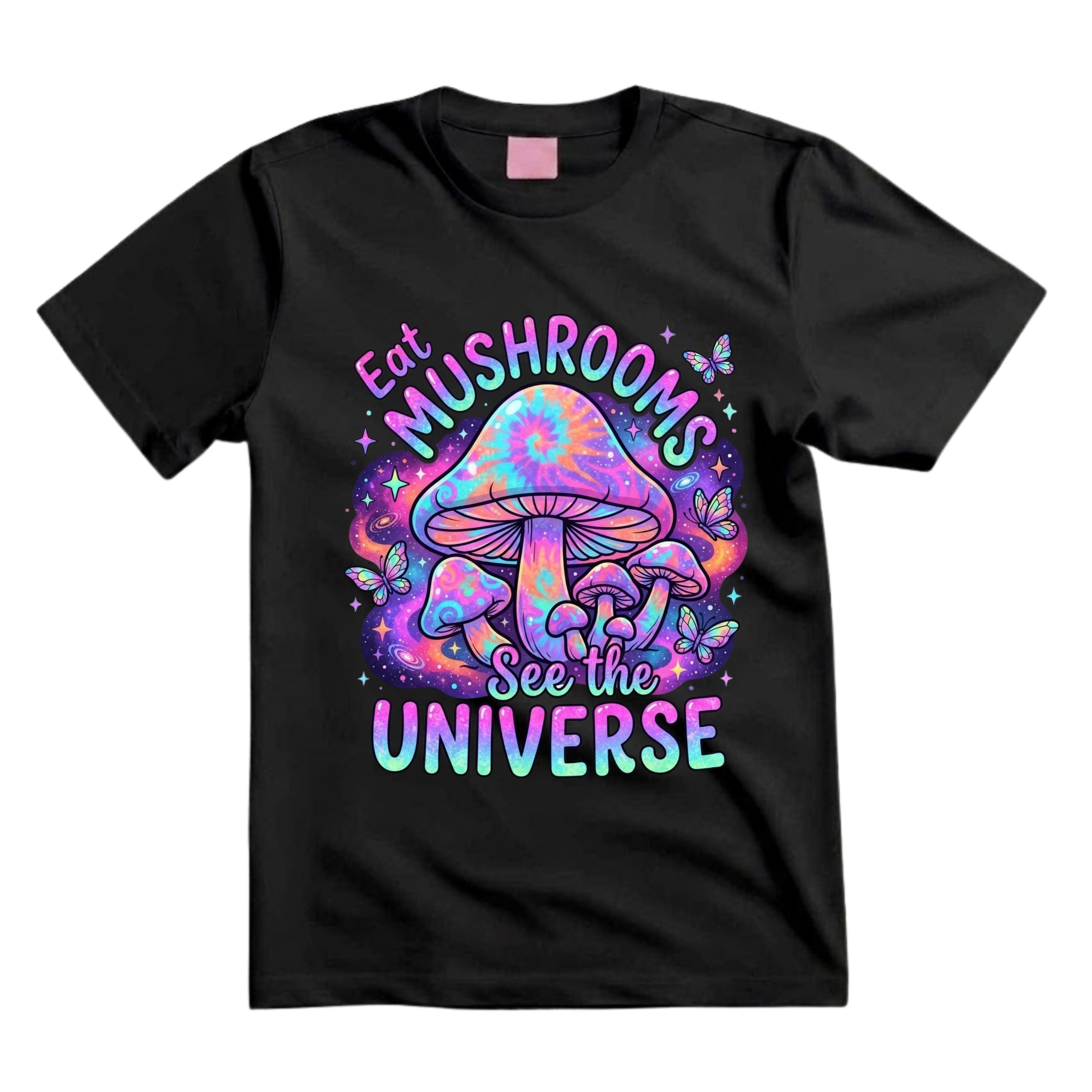 Eat Mushrooms See The Universe T Shirt Psychedelic Tie Dye Mushroom Graphic Tee Trippy Galaxy Mushroom Shirt Groovy Hippie Shirt Gift For Mushroom Lovers