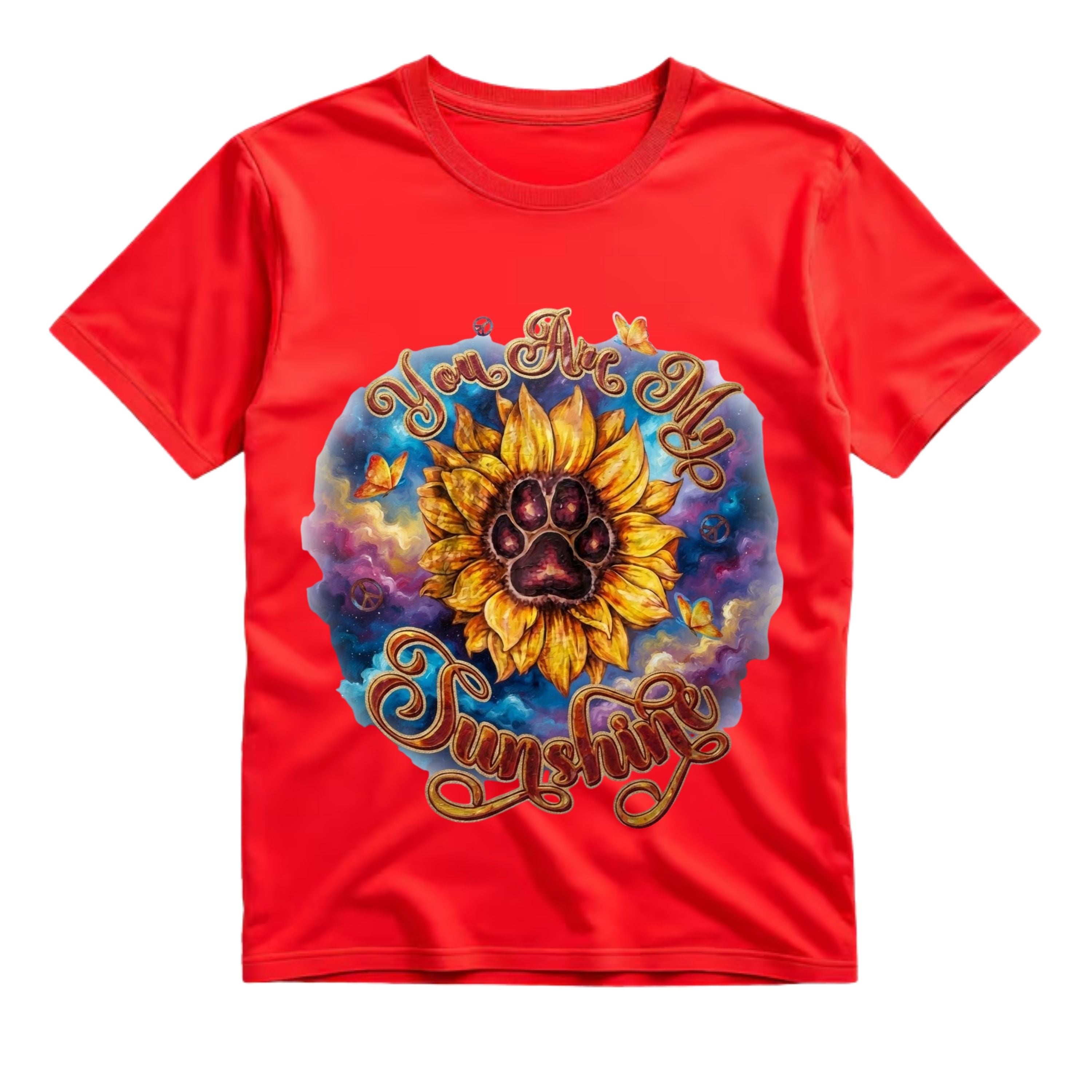 You Are My Sunshine T Shirt Sunflower Dog Paw Shirt Hippie Dog Mom Shirt Butterfly Sunflower Paw Print Shirt Boho Sunshine Shirt Gift For Dog Lovers