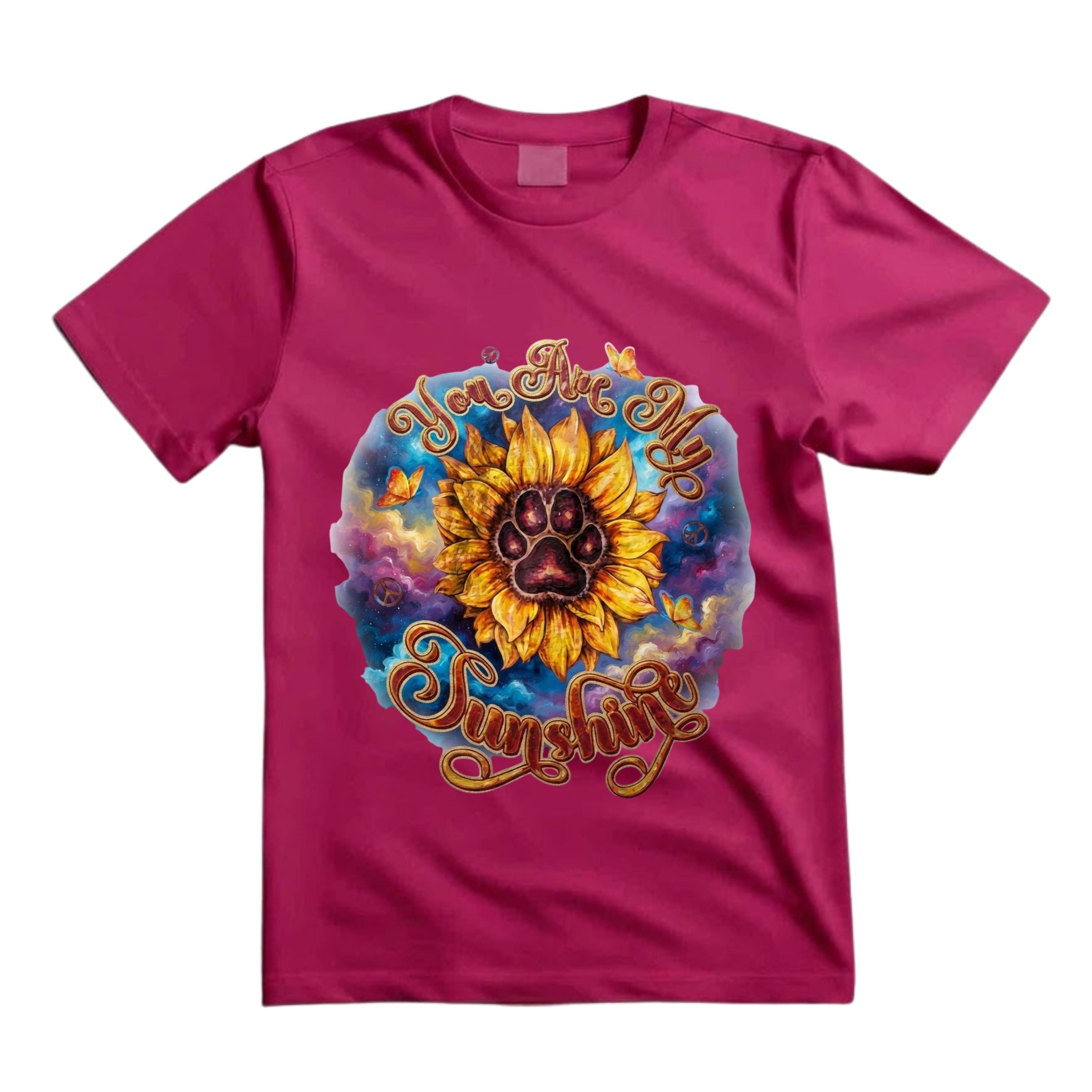 You Are My Sunshine T Shirt Sunflower Dog Paw Shirt Hippie Dog Mom Shirt Butterfly Sunflower Paw Print Shirt Boho Sunshine Shirt Gift For Dog Lovers