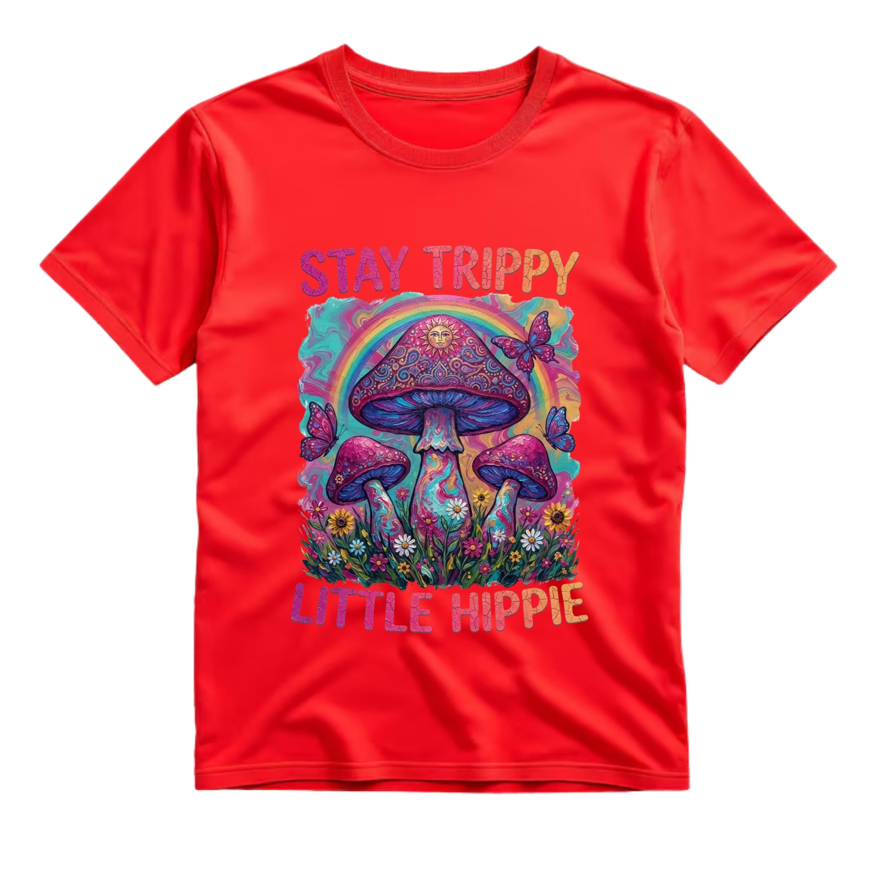 Stay Trippy Little Hippie T Shirt Psychedelic Mushroom Graphic Tee Trippy Sun Mushroom Shirt Boho Hippie Shirt Butterfly Mushroom Shirt Gift For Hippie Lovers