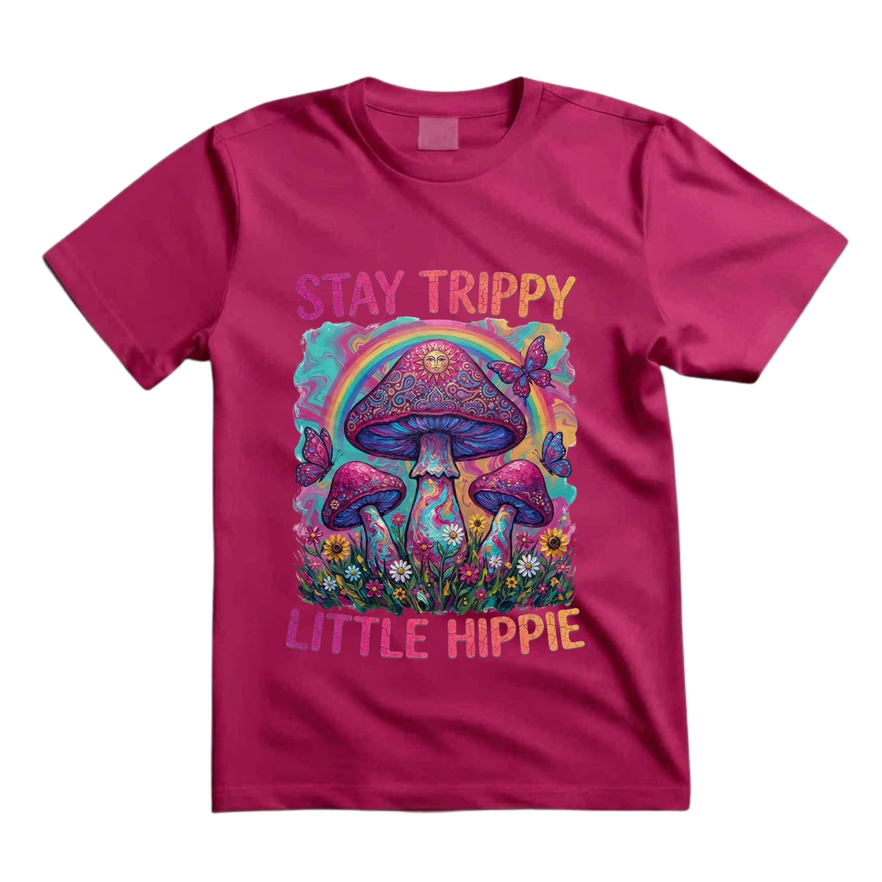 Stay Trippy Little Hippie T Shirt Psychedelic Mushroom Graphic Tee Trippy Sun Mushroom Shirt Boho Hippie Shirt Butterfly Mushroom Shirt Gift For Hippie Lovers