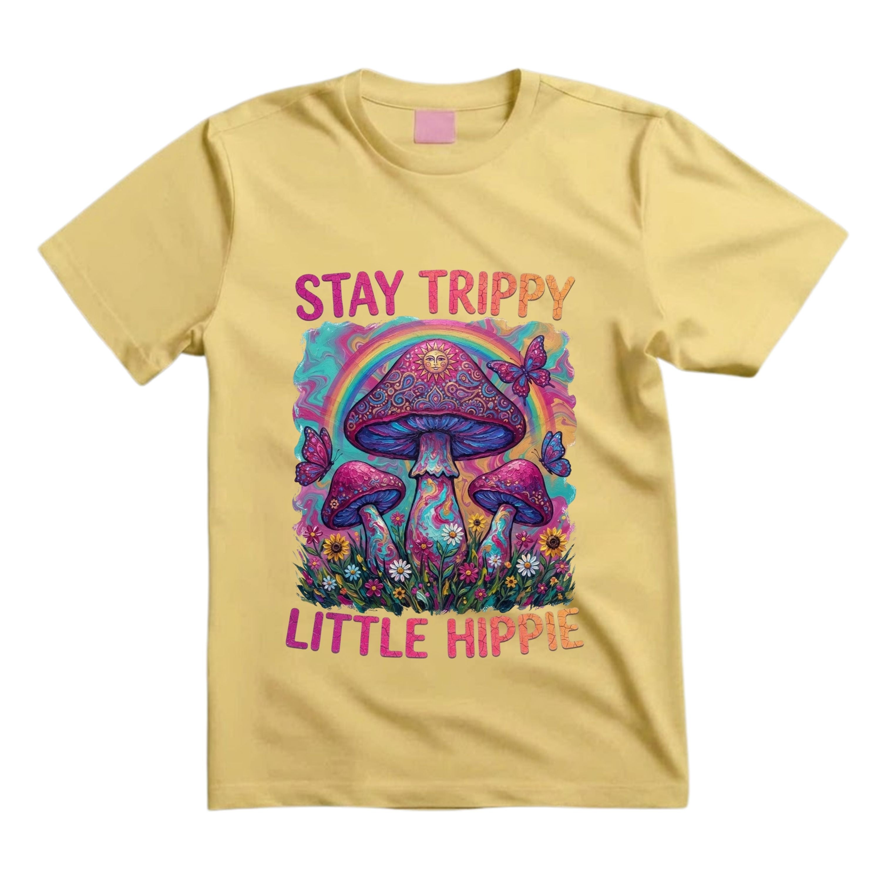 Stay Trippy Little Hippie T Shirt Psychedelic Mushroom Graphic Tee Trippy Sun Mushroom Shirt Boho Hippie Shirt Butterfly Mushroom Shirt Gift For Hippie Lovers