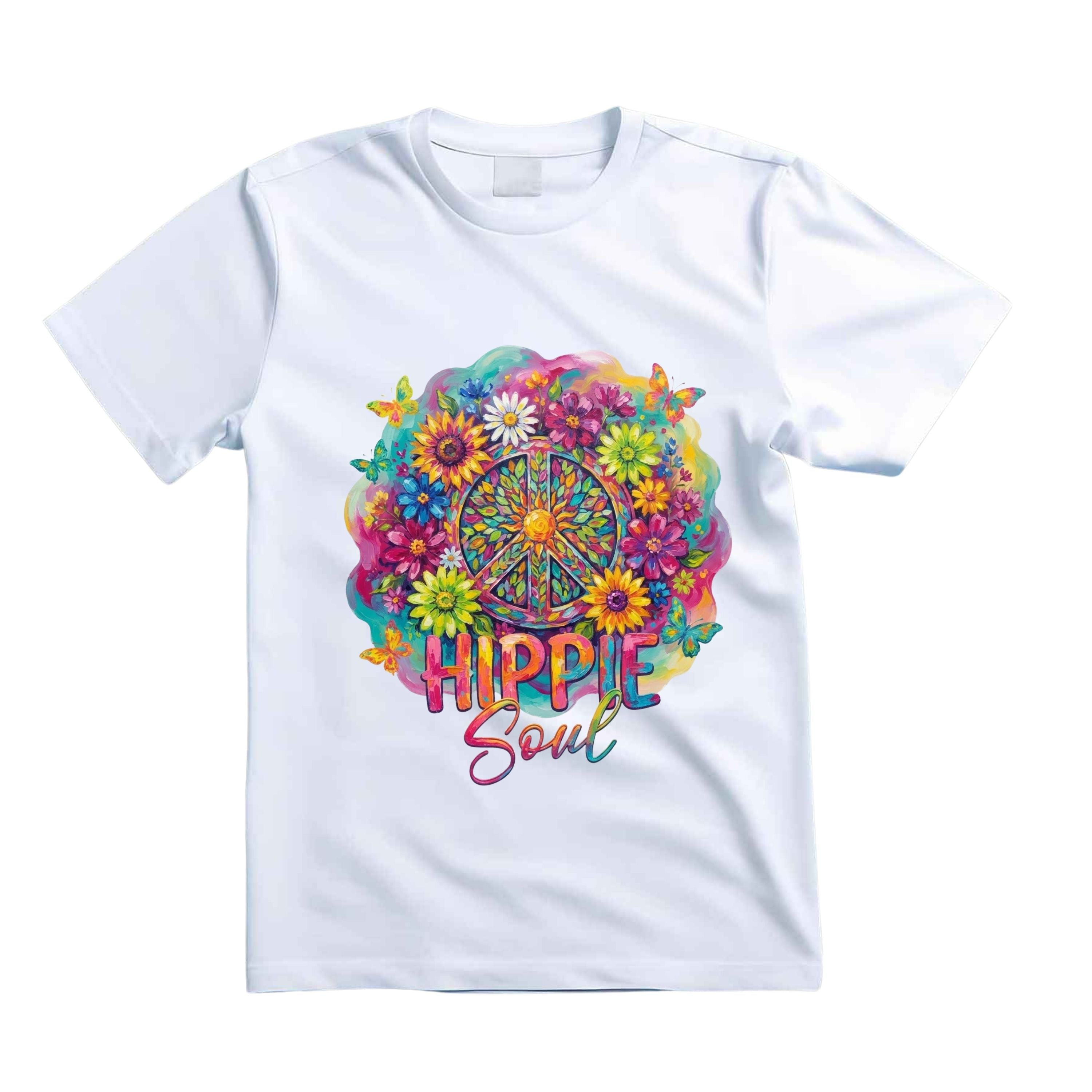 Hippie Soul T Shirt Peace Sign Floral Graphic Tee Boho Sunflower Shirt Colorful Flower Shirt Groovy Hippie Shirt Gift For Hippie Lovers