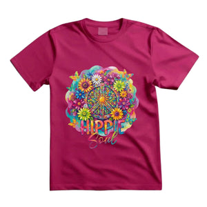 Hippie Soul T Shirt Peace Sign Floral Graphic Tee Boho Sunflower Shirt Colorful Flower Shirt Groovy Hippie Shirt Gift For Hippie Lovers