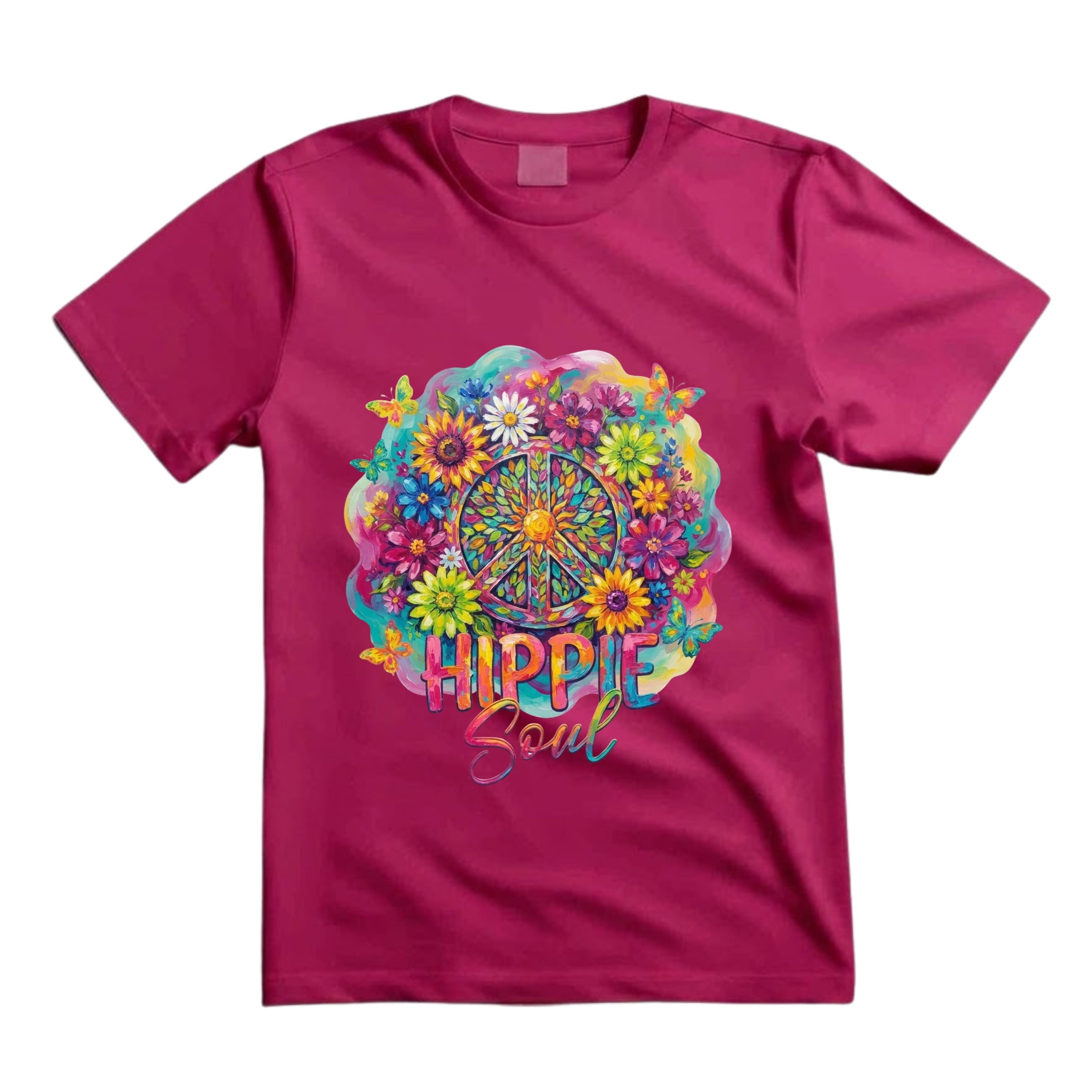 Hippie Soul T Shirt Peace Sign Floral Graphic Tee Boho Sunflower Shirt Colorful Flower Shirt Groovy Hippie Shirt Gift For Hippie Lovers