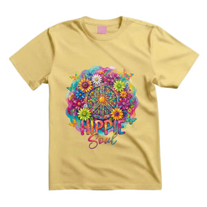 Hippie Soul T Shirt Peace Sign Floral Graphic Tee Boho Sunflower Shirt Colorful Flower Shirt Groovy Hippie Shirt Gift For Hippie Lovers