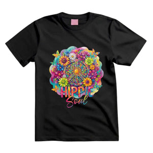 Hippie Soul T Shirt Peace Sign Floral Graphic Tee Boho Sunflower Shirt Colorful Flower Shirt Groovy Hippie Shirt Gift For Hippie Lovers