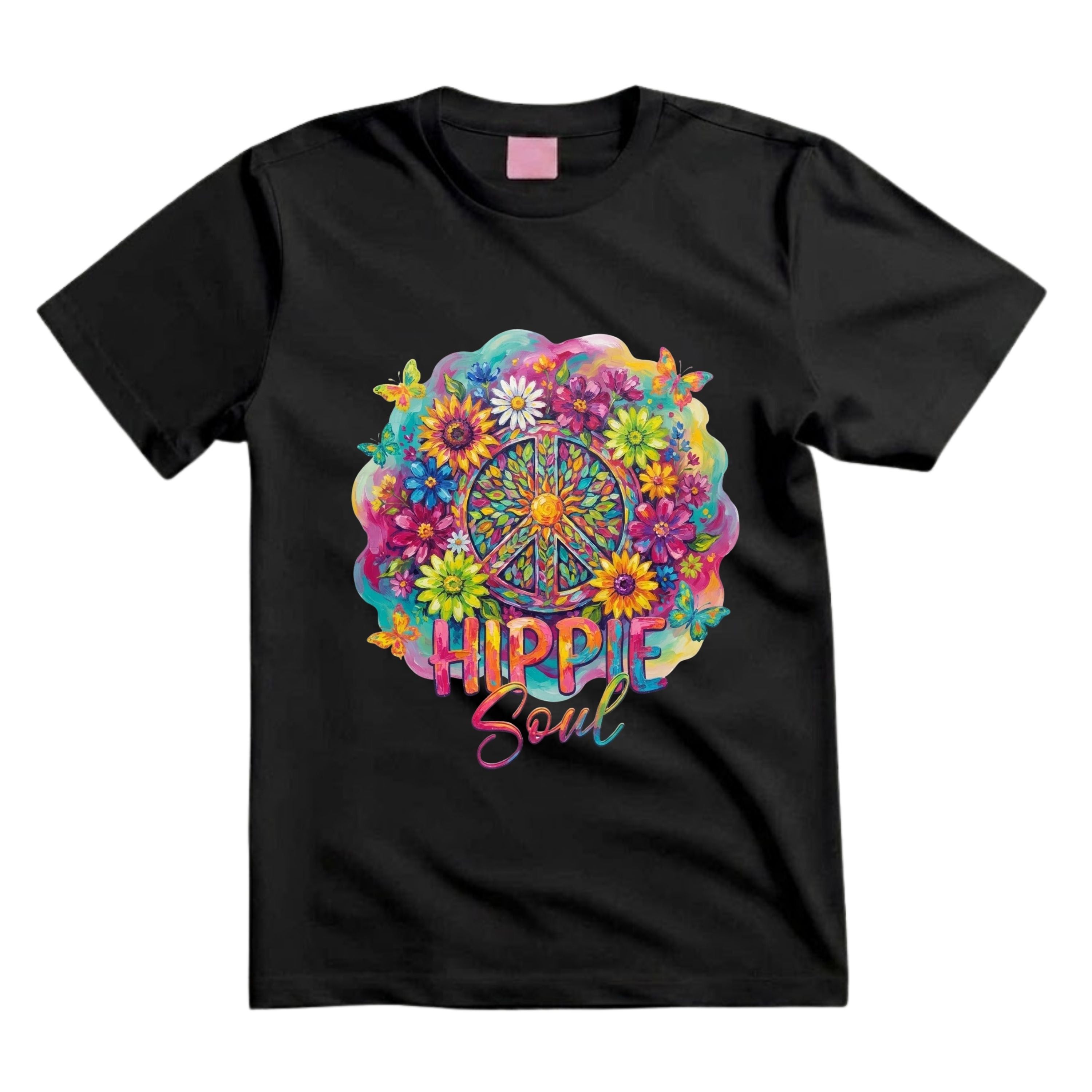 Hippie Soul T Shirt Peace Sign Floral Graphic Tee Boho Sunflower Shirt Colorful Flower Shirt Groovy Hippie Shirt Gift For Hippie Lovers