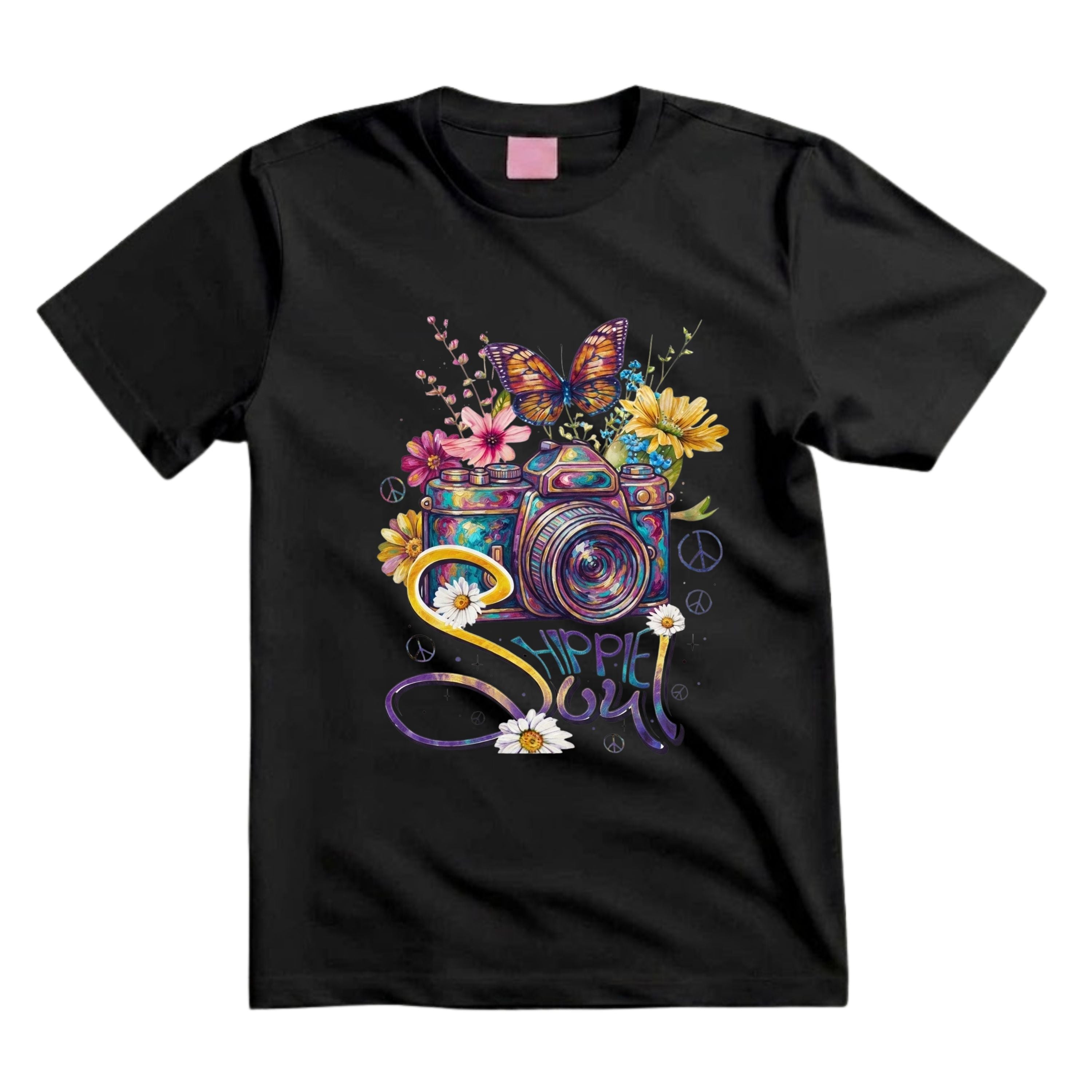 Hippie Soul T Shirt Camera Graphic Tee Boho Photographer Shirt Flower Camera Shirt Butterfly Camera Shirt Gift For Hippie Photography Lovers