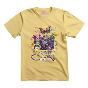 Hippie Soul T Shirt Camera Graphic Tee Boho Photographer Shirt Flower Camera Shirt Butterfly Camera Shirt Gift For Hippie Photography Lovers