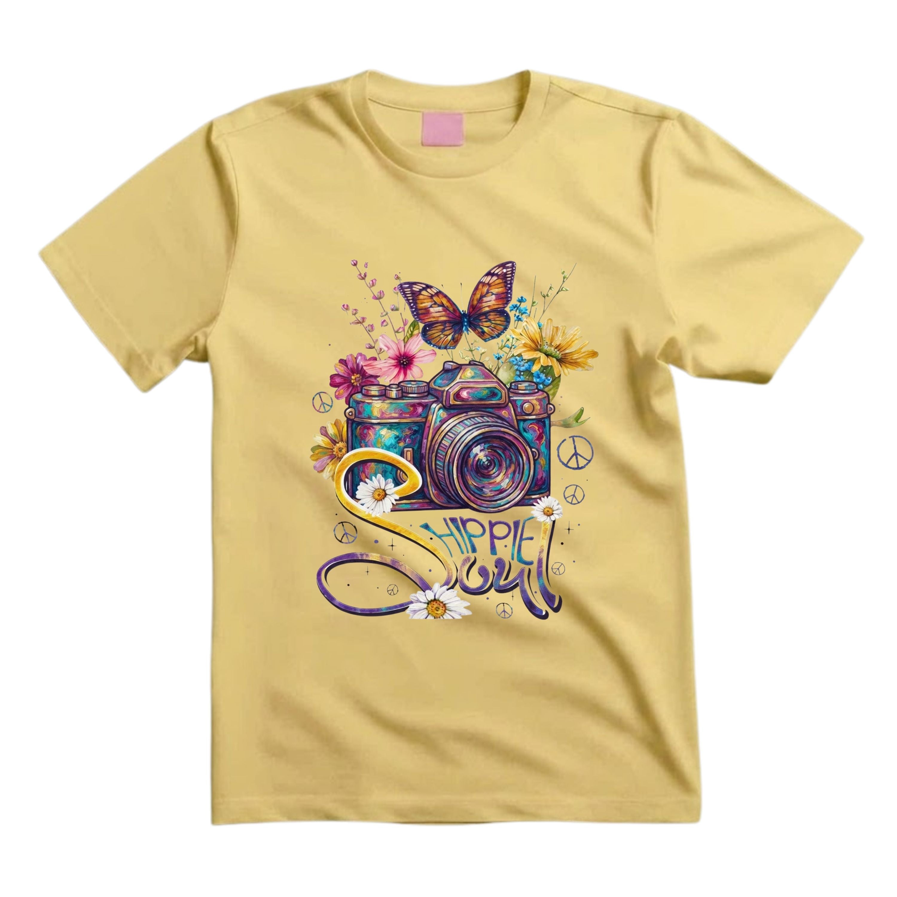 Hippie Soul T Shirt Camera Graphic Tee Boho Photographer Shirt Flower Camera Shirt Butterfly Camera Shirt Gift For Hippie Photography Lovers
