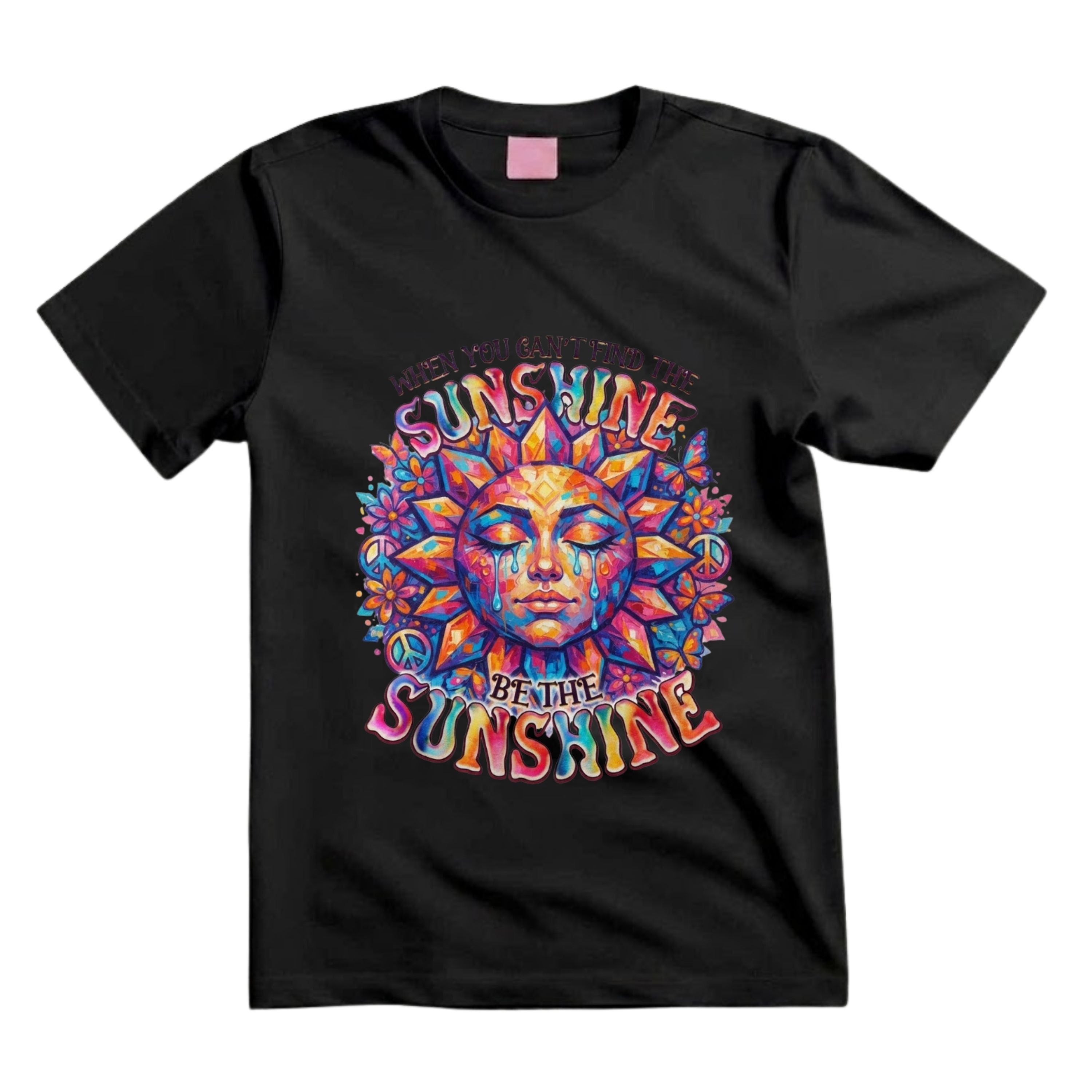 When You Can't Find The Sunshine Be The Sunshine T Shirt Hippie Sun Graphic Tee Boho Sunshine Shirt Psychedelic Sun Face Shirt Colorful Butterfly Shirt Gift For Hippie Lovers