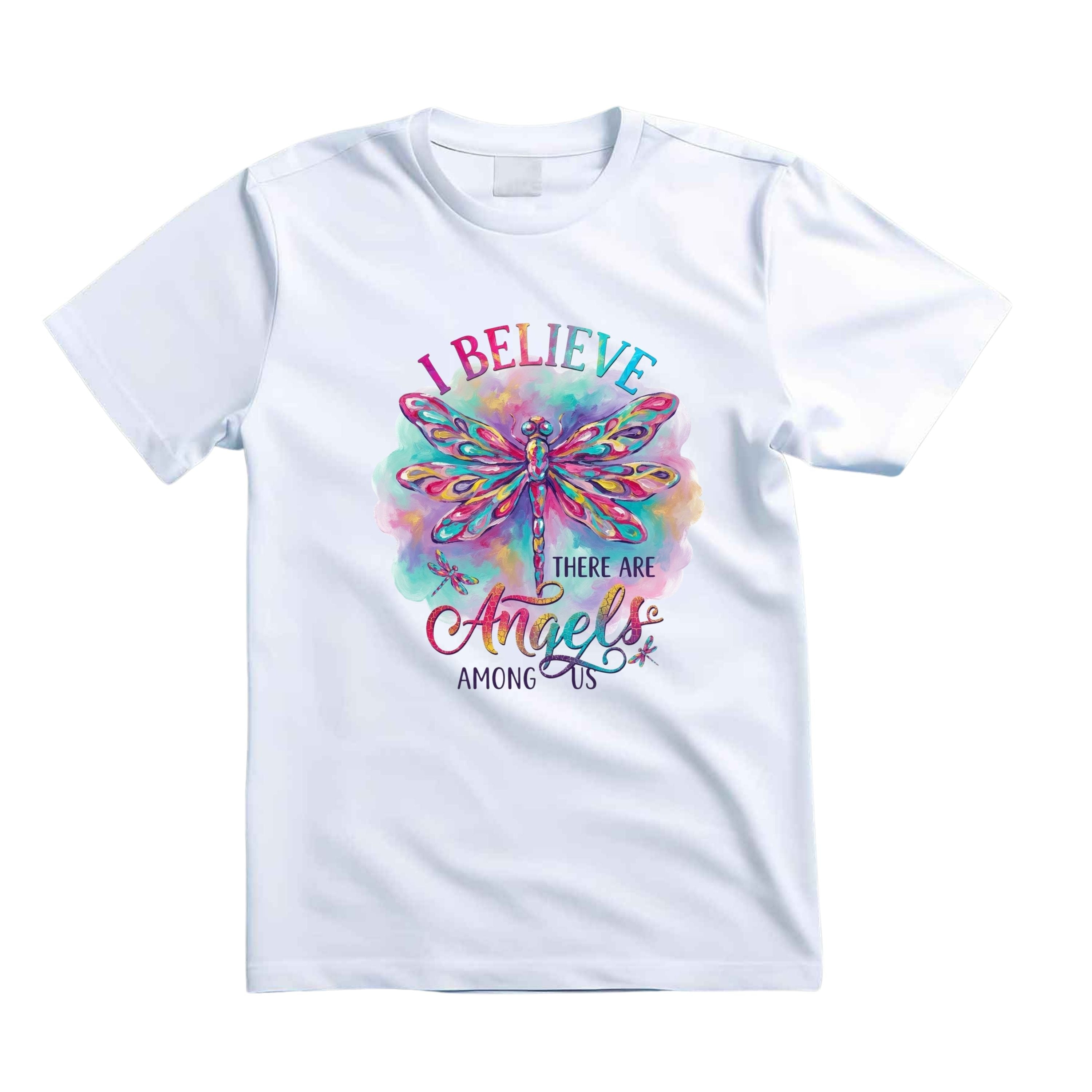 I Believe There Are Angels Among Us T Shirt Dragonfly Graphic Tee Boho Angel Wings Shirt Colorful Dragonfly Shirt Spiritual Dragonfly Shirt Gift For Dragonfly Lovers