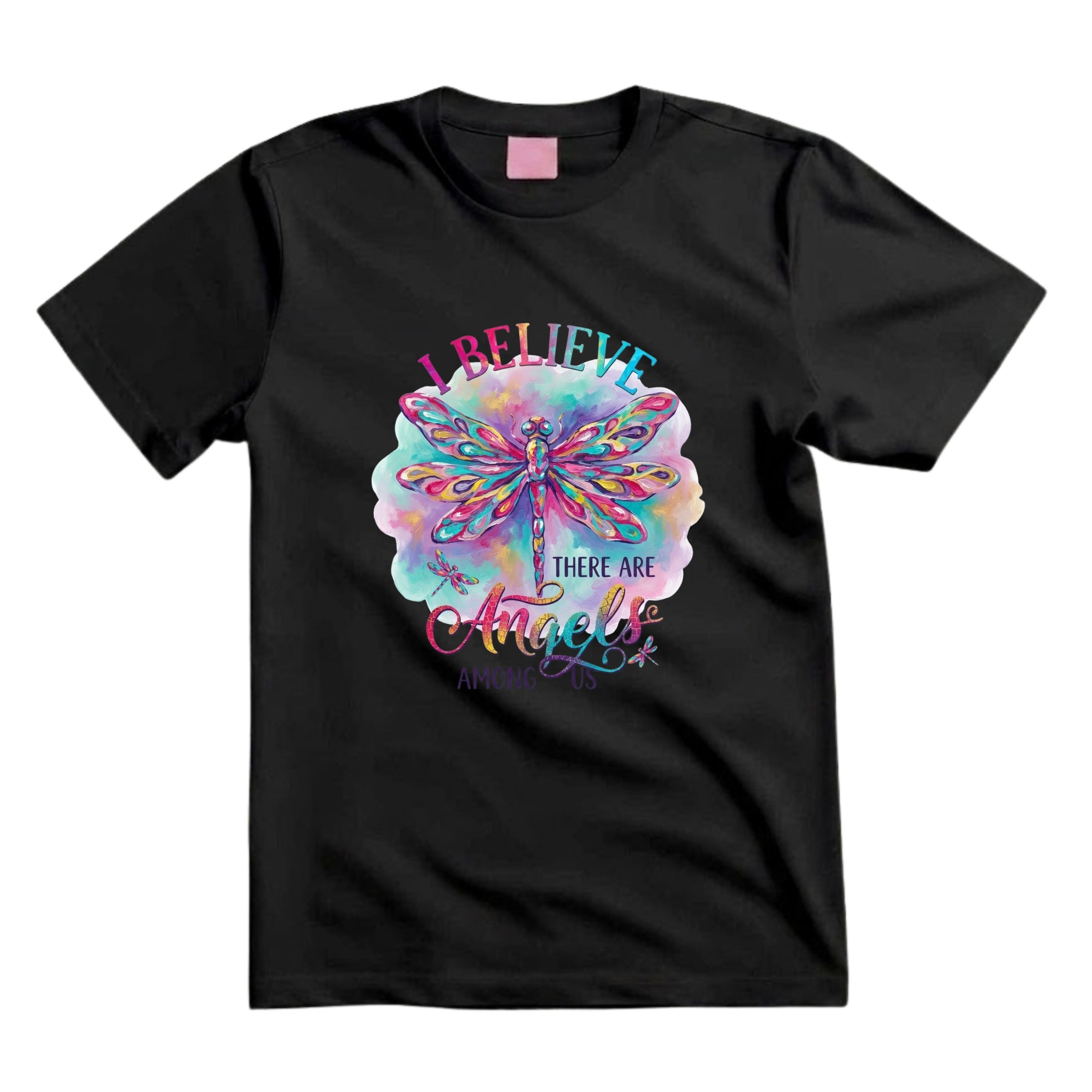 I Believe There Are Angels Among Us T Shirt Dragonfly Graphic Tee Boho Angel Wings Shirt Colorful Dragonfly Shirt Spiritual Dragonfly Shirt Gift For Dragonfly Lovers