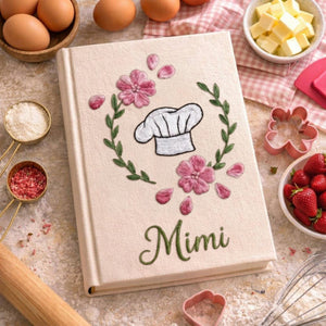 Personalized embroidered chef recipe keeper handmade linen cooking journal 6