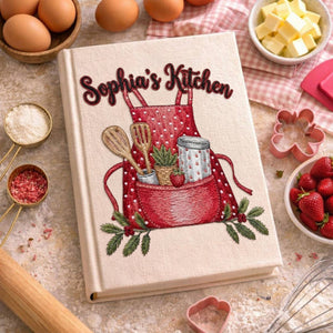Personalized embroidered recipe book handmade linen cookbook farmhouse kitchen gift 4