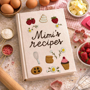 Personalized embroidered strawberry recipe book handmade linen cookbook gift 4