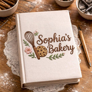 Personalized embroidered cookie recipe journal handmade linen baking keepsake 6