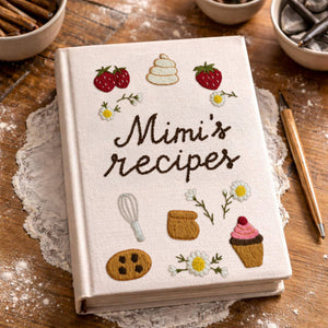 Personalized embroidered strawberry recipe book handmade linen cookbook gift 5