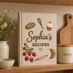 Personalized embroidered recipe book handmade linen cookbook kitchen journal gift 5