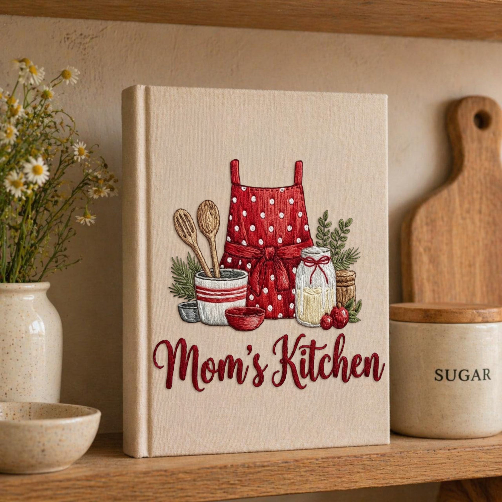 Personalized embroidered recipe book handmade linen cookbook farmhouse kitchen gift 6