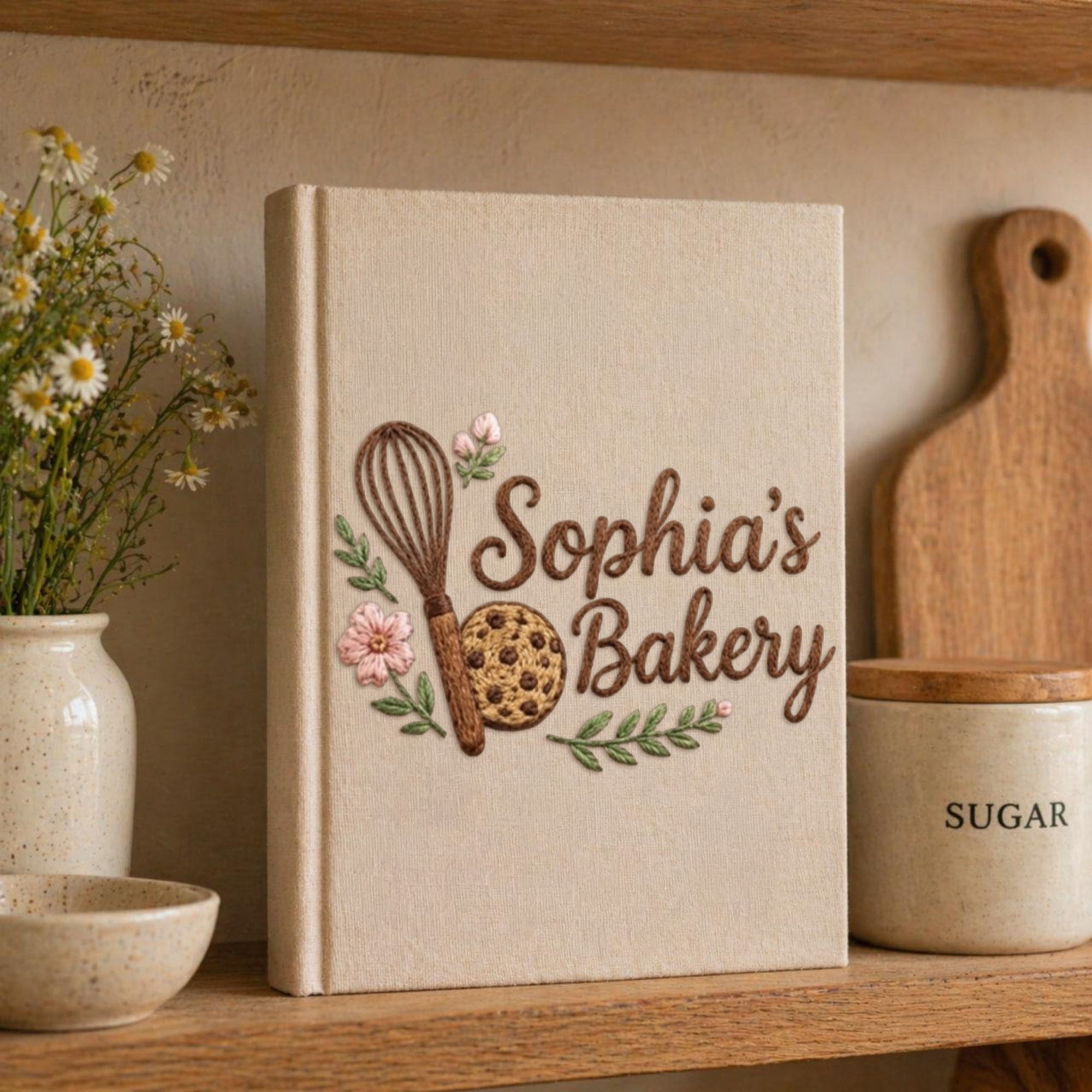 Personalized embroidered cookie recipe journal handmade linen baking keepsake 8