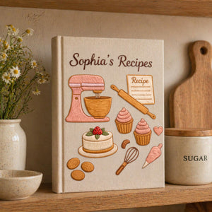Personalized embroidered dessert recipe binder handmade linen baking journal 8