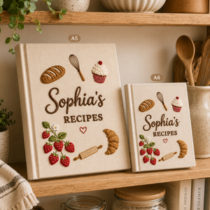 Personalized embroidered recipe book handmade linen cookbook kitchen journal gift 7
