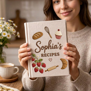 Personalized embroidered recipe book handmade linen cookbook kitchen journal gift 8