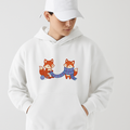Fox Knitting Embroidered Hoodie – Woodland Animal Scarf Design, Cozy Gift for Knitting Lovers