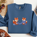 Embroidered Fox Knitting Sweatshirt – Woodland Animal Scarf Design, Cute Cozy Sweater Gift