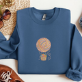 Hot Air Balloon Embroidered Sweatshirt – Yarn Knitting Crochet Design, Cozy Gift for Craft Lovers