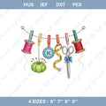 Sewing Tools Embroidery File Thread Spools Scissors Measuring Tape Sewing Machine Design Quilting Craft Room Stitch Pattern